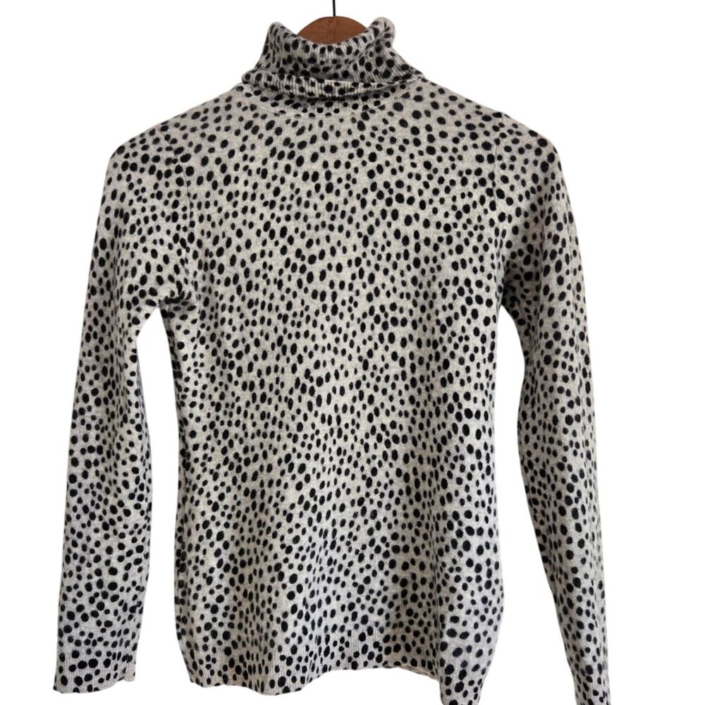 Mob Wife Cozy Soft Luxury 100% Cashmere Gray Leopard Print Sweater Small